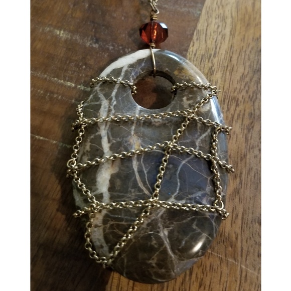 Chain Wrapped Stone Boho Necklace - Picture 2 of 4